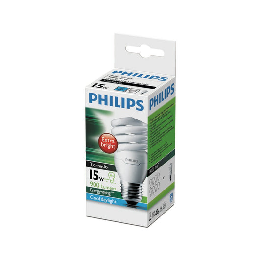 Philips 15W E27 CFL Cool Daylight Globe 900lm Plastic Brightness - Auzzistore