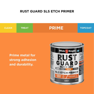 White Knight Rust Guard Quick Dry SLS Etch Primer Paint 0.25L - Grey - Rust Protection