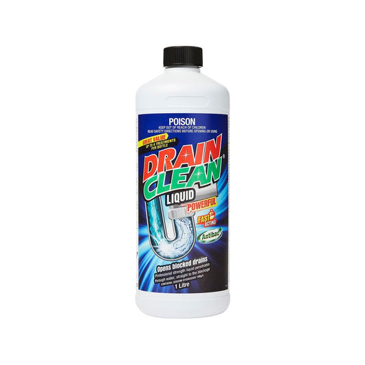 Drain Clean 1L Liquid - Fast Acting Drain Cleaner - HDPE - Clears Blockages