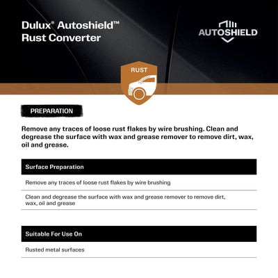 Dulux Autoshield Rust Converter Spray Paint 340g - 65mm x 210mm - Black