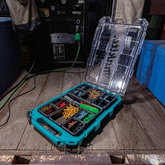 Makita Maktrak Medium Low Profile Organiser T90059 - 11 Bins - 389mm x 596mm x 85mm - Clear Lid - Enhanced Compartmentalisation – view 2 - Auzzistore