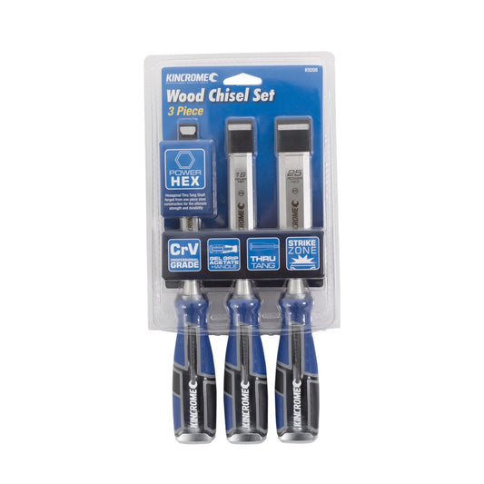 Kincrome Wood Chisel Set - 13mm 19mm 25mm - Chrome Vanadium Steel - Gel Grip – view 2 - Auzzistore