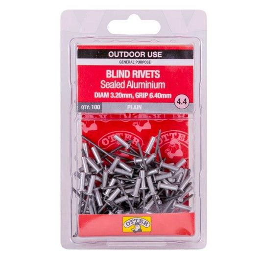 Otter Sealed Aluminium Blind Rivets 2 x 6 4mm 100 Pack Vibration Resistant - Auzzistore