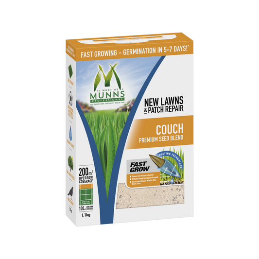 Munns Professional Couch Lawn Seed - 1.1kg - Lawn Seed Blend - Drought Tolerant - Auzzistore