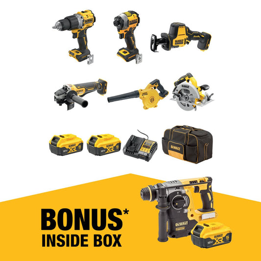 Dewalt 18V XR 6 Piece Combo Kit - 5.0Ah - Includes Rotary Hammer Drill - Auzzistore