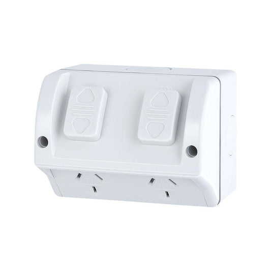 DETA Double Weatherproof Power Point - 4 Pack - Polycarbonate - IP53 Rated - Auzzistore