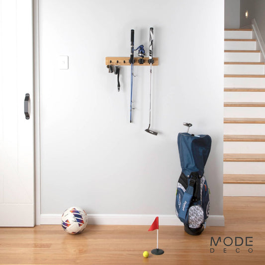 Mode Bamboo Hook Rack - 3 Hooks & 3 Grips - 450mm x 70mm - Black – view 2