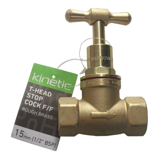 Kinetic 15mm Brass Female T Head Stop Cock - Water Flow Control - Durable – view 2 - Auzzistore