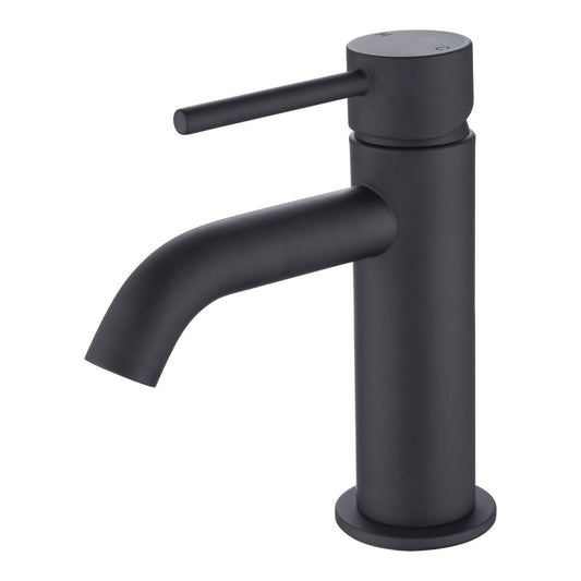 Mondella Basin Mixer - 25mm - Matte Black - Curved Spout - Lead-Free - WELS Rated