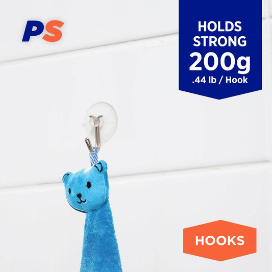 Permastik Medium Suction Hooks - 4 Pack - Clear Plastic - Rental Safe – view 2 - Auzzistore