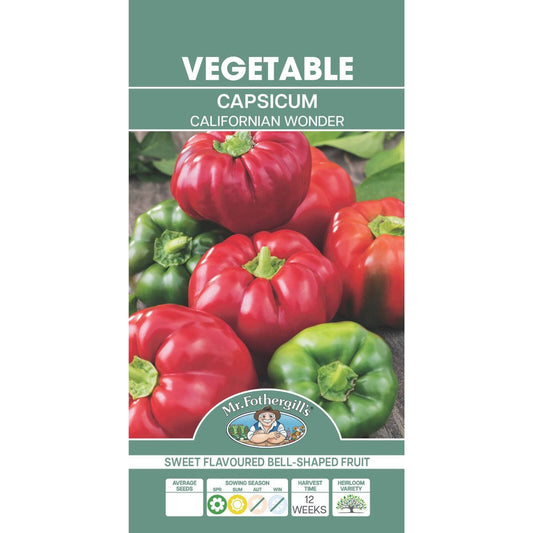 Mr Fothergill S Californian Wonder Capsicum Seeds 75mm Green Red Fruit - Auzzistore