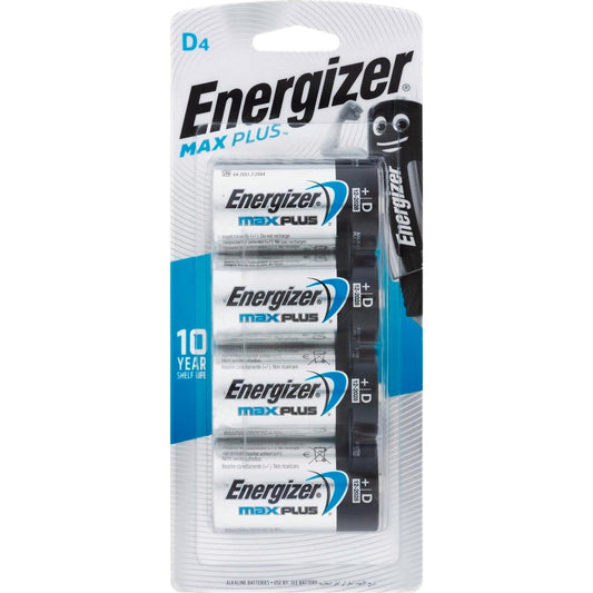 Energizer Max Plus D - Alkaline - 4 Pack - Long-Lasting Power