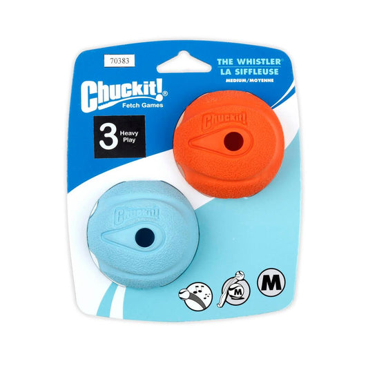 Chuckit Medium Whistler Ball 2 Pack - 138mm x 167mm - Bright Assorted - Durable Fetch Toy