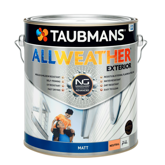 Taubmans 4L Neutral Matt All Weather Exterior Paint - Water Based - Mould Resistant - Auzzistore