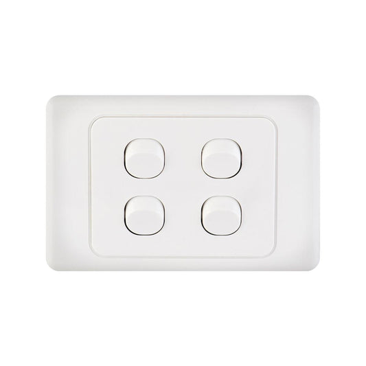DETA White Quad Switch - 4 Gang Polycarbonate - Standard Design - Auzzistore