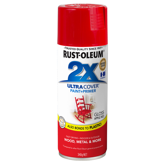 Rust-Oleum 2X Ultra Cover Gloss Apple Red Spray Paint 340g Durable Finish - Auzzistore