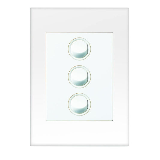 Hpm Vivo 3 Gang Wall Switch - 85mm x 118mm - Plastic - White - Auzzistore