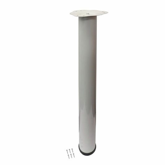 Adoored Table Leg - 60 x 710mm - Steel - Adjustable White - Auzzistore