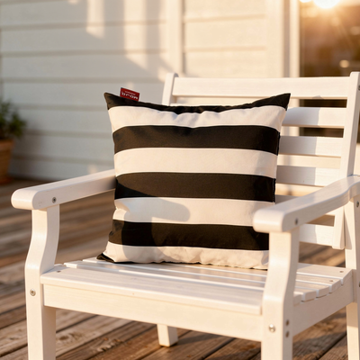 Mojo 45cm Striped Cushion Cover - Black - Contemporary Design