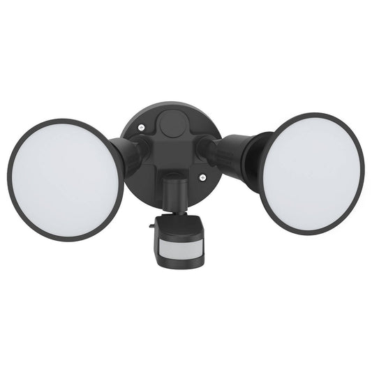 Arlec Twin Head Floodlight with Sensor - 2 x 10W - 1900 Lumens - Black - Auzzistore