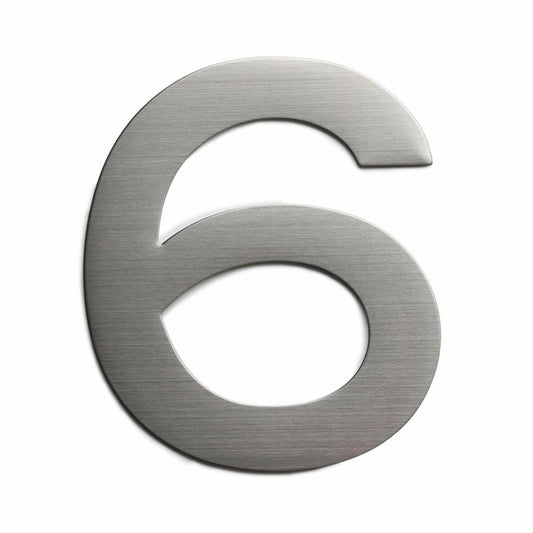 Sandleford 150mm Stainless Steel House Number 6 - Silver - Rust Resistant