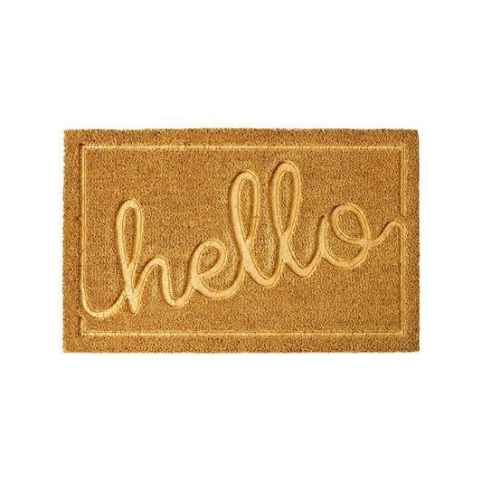 Hello Coir Outdoor Mat - 50 x 80cm - Beige - Durable & Non-Slip