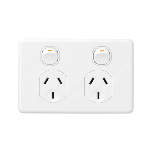 DETA X6 White Double Powerpoint 10amp Polycarbonate Flush Cover - Auzzistore