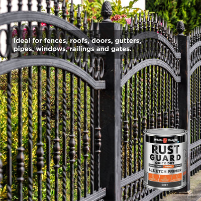 White Knight Rust Guard Etch Primer Paint - 1L - Quick Dry - Grey - Rust Protection