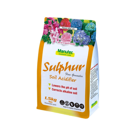 Manutec Sulphur - 1.5kg - Fine Granules - Soil Acidifier - Auzzistore