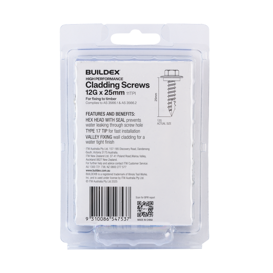 Buildex Cladding Screws 12g x 25mm - 50 Pack - Zinc-Alloy - Corrosion Resistant – view 2 - Auzzistore