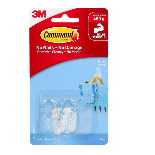 Command Small Clear Hooks - 2 Pack - Plastic - Damage-Free Hanging