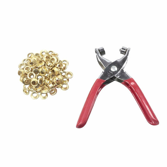 Craftright 7mm Eyelet Plier Kit - Includes 100 Eyelets - Chrome Plated - Auzzistore