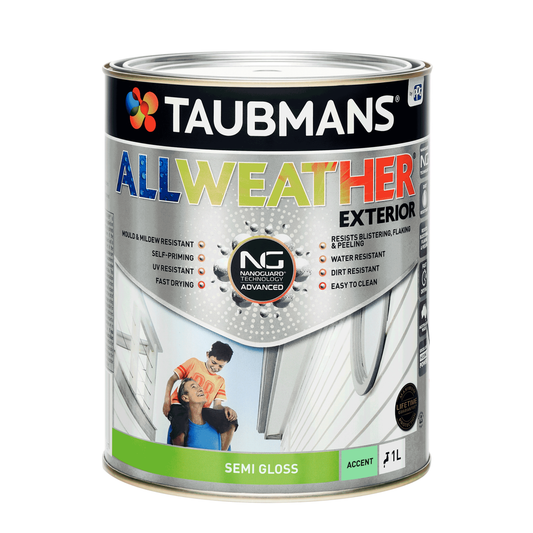 Taubmans 1L Accent Semi Gloss All Weather Exterior Paint - Water Based - Mould Resistant - Auzzistore