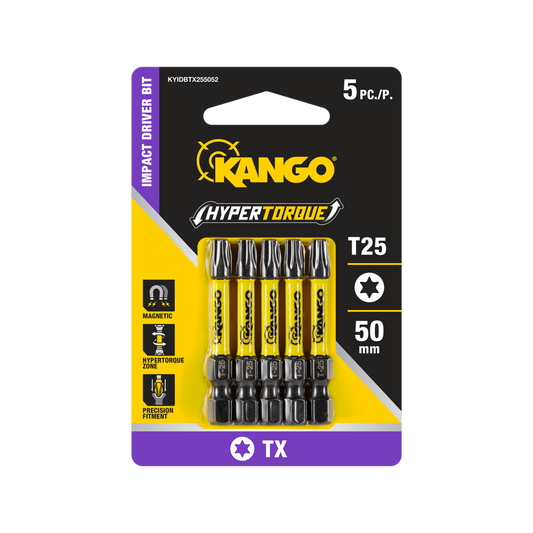Kango Impact Driver Bit 5 Pack - TX25 50mm - High Torque - Magnetic Tip - Auzzistore