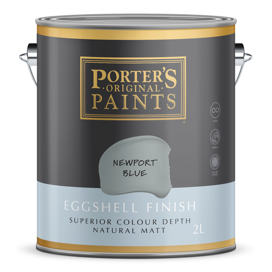 Porter S Broadwall Washable Paint - 2L - Newport Blue - Eggshell Finish - Auzzistore