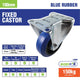 Easyroll Fixed Castor - 100mm - Blue Elastic Rubber - Non-Marking