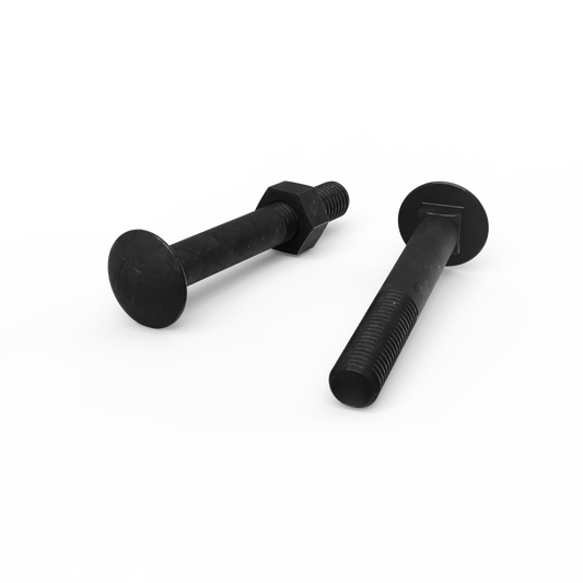Zenith M10 x 75mm Hot Dipped Galvanised Black Cup Head Bolts & Nuts - 2 Pack - Durable Fastening Solutions - Auzzistore