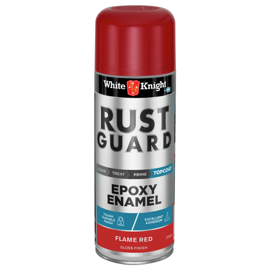 White Knight Rust Guard Epoxy Enamel Spray Paint 310g Flame Red Gloss