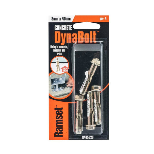 Ramset DynaBolt Plus - 8mm x 40mm - Carbon Steel - Pull-Down Anchor - 4 Pack - Auzzistore