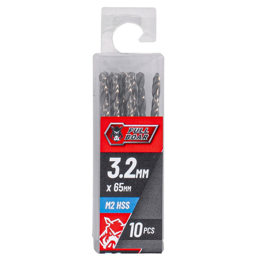 Full Boar HSS Drill Bit Set - 10 Piece 2mm - Precision Drilling in Metal, Wood, Plastics - Auzzistore