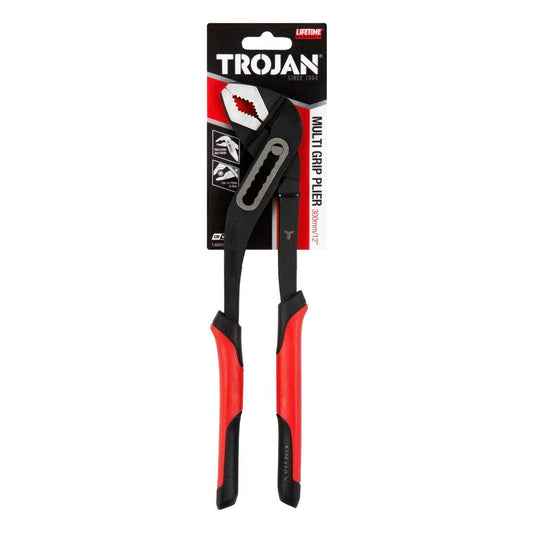 Trojan 300mm Multigrip Plier - Red and Black - Chrome Vanadium Steel - Auzzistore
