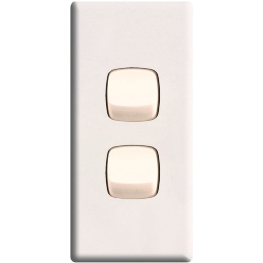 HPM 2 Gang Architrave Switch - 4mm Slim Gloss White - Easy Install - Auzzistore