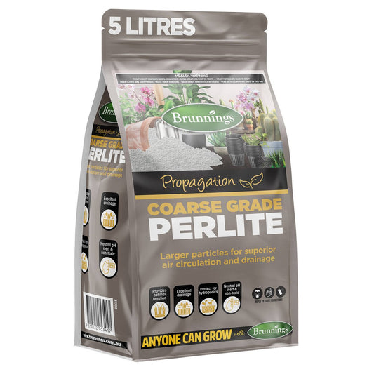 Brunnings 5L Coarse Grade Perlite - Natural Volcanic Rock - 5L - Enhances Drainage and Air Circulation