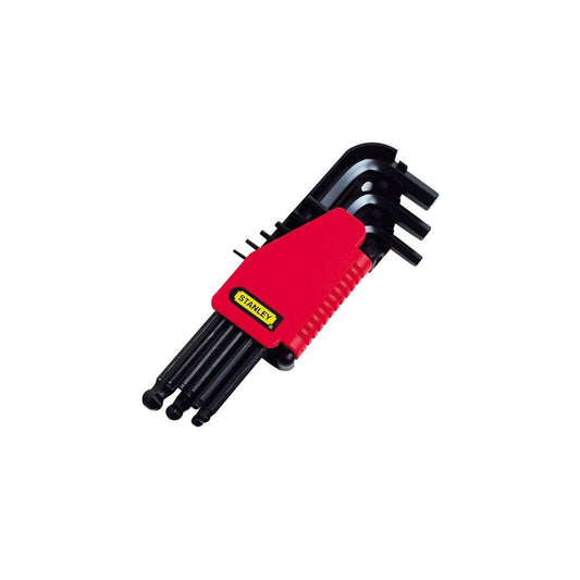 Stanley 9 Piece Metric Long Ball Point Hex Keys Set - High Tensile Steel - 0-69-256