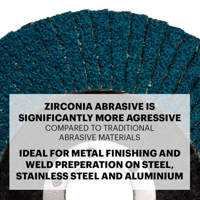 Josco 125mm 80 Grit Abrasive Flap Disc - Zirconia - Fast Grinding - Blue