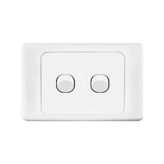 Deta Double Pole Double Switch - 75mm x 40mm x 115mm - White - Polycarbonate - 10A - Auzzistore