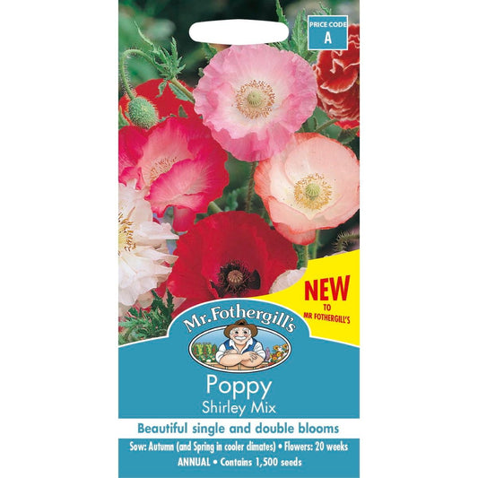Mr Fothergill Poppy Shirley Mix - 1500 Seeds - Annual - Sunny Areas - Auzzistore