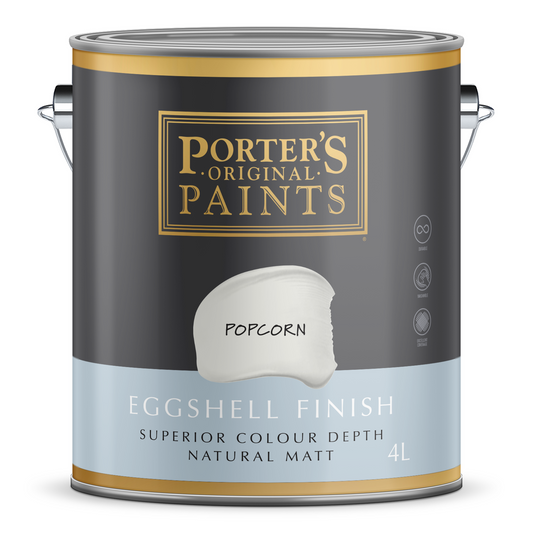 Porter S Washable Paint 4L - Eggshell Finish - Popcorn - 199mm x 191mm x 178mm - Auzzistore