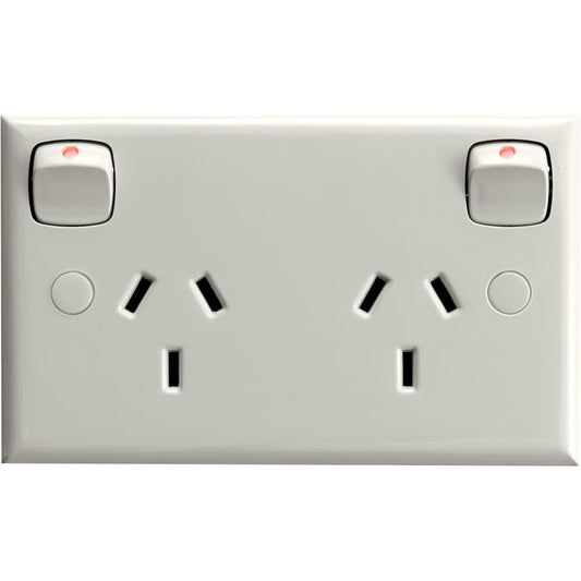 HPM Double Powerpoint - 114mm x 70mm - ABS Plastic - 10 Amps - Auzzistore