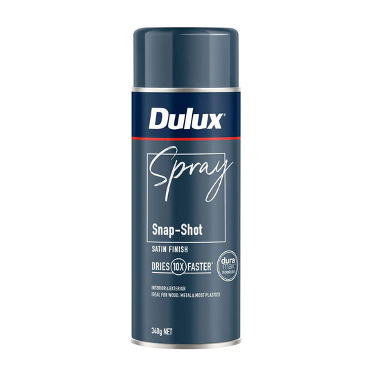 Dulux Satin Snap Shot Spray Paint 340g - Fast Drying - Self Priming - 0.34L - Auzzistore